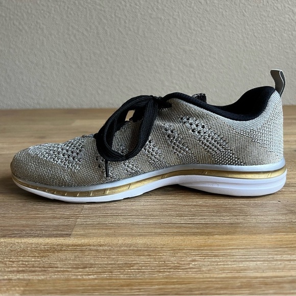 APL Techloom Pro Sneakers Size 9.5 Gold Silver Metallic Lace Up Running Shoes - Picture 7 of 13